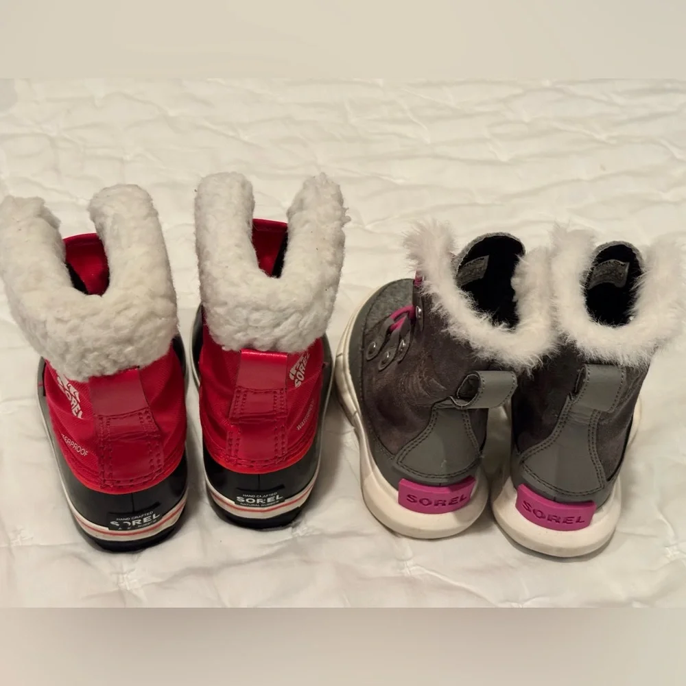Sorel Kids Red and Gray Snow Boots Bundle